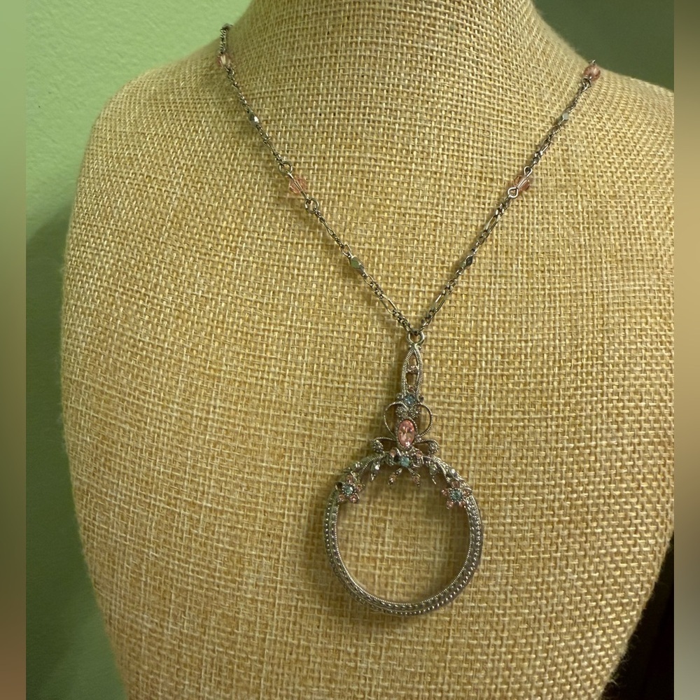 Elegant Fairycore Silver and Pink Pendant Necklace